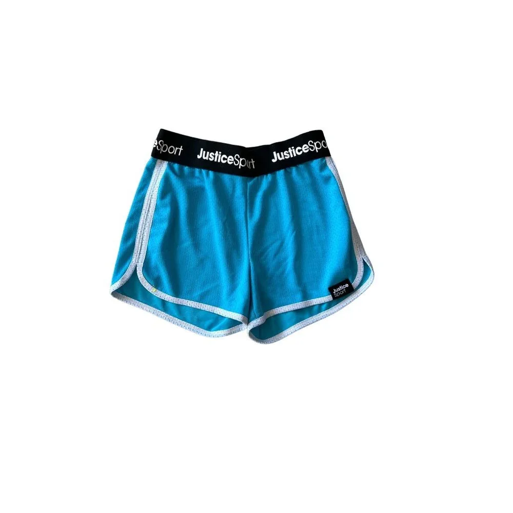 Justice sport girls size large, 12–14 blue white gym shorts